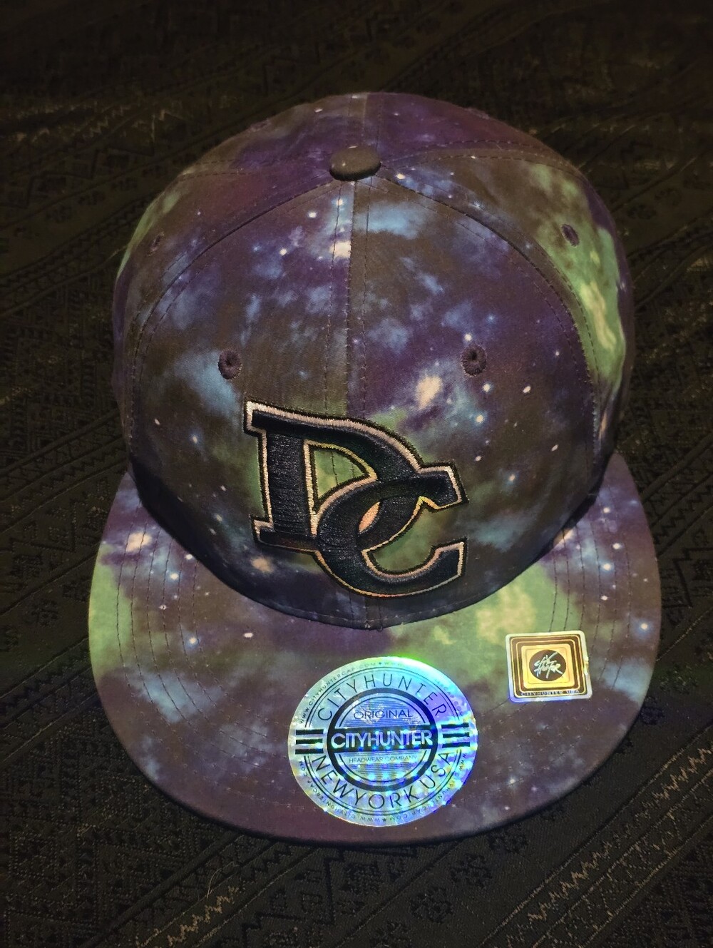 Galaxy Tie-Dye Flat Brim Hat with DC Patch